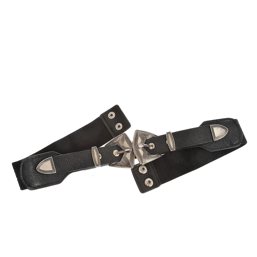 Curea neagra cu catarama argintie - 4 | YEO