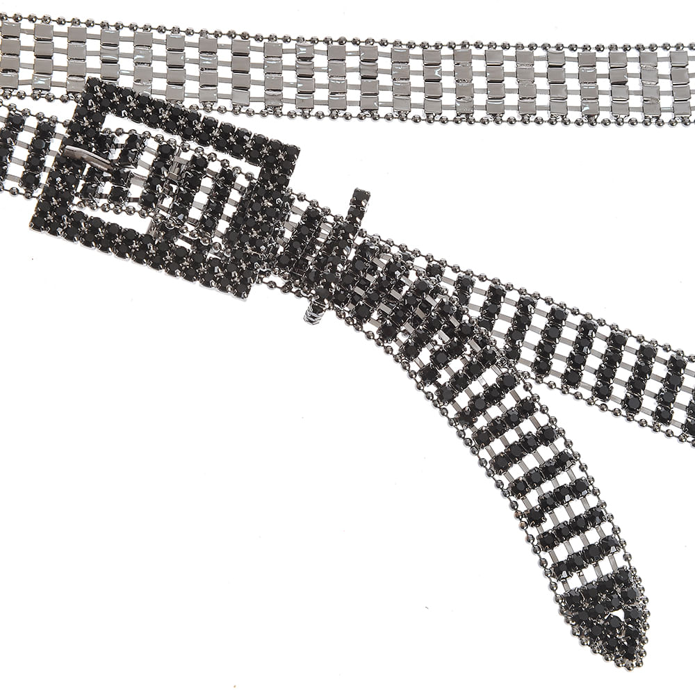 Curea neagra cu pietre stralucitoare - 2 | YEO