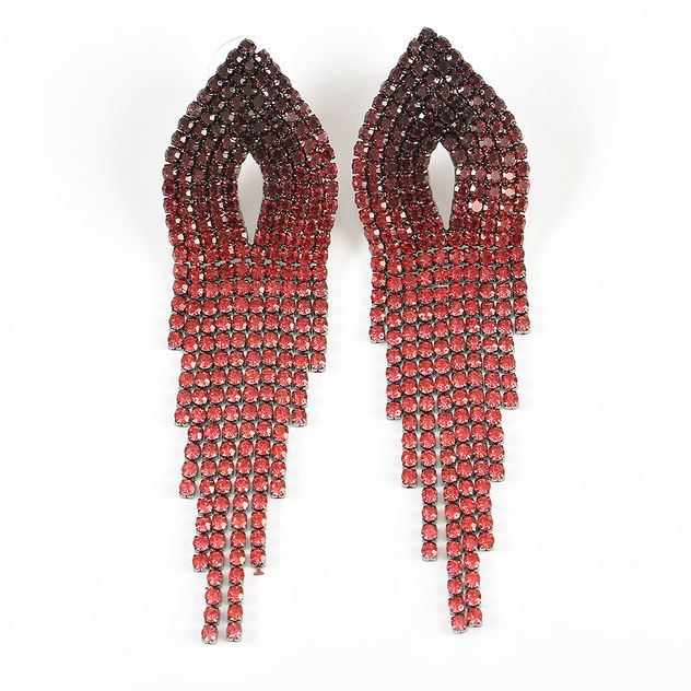 Cercei eleganti lungi cu rosu si negru