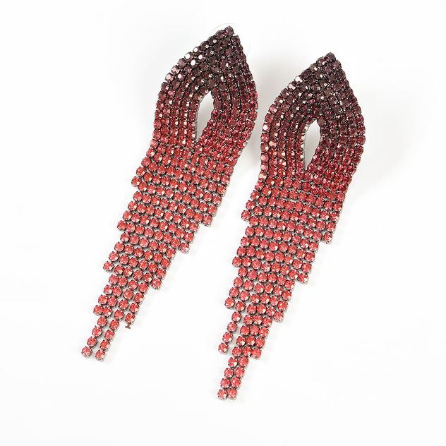 Cercei eleganti lungi cu rosu si negru