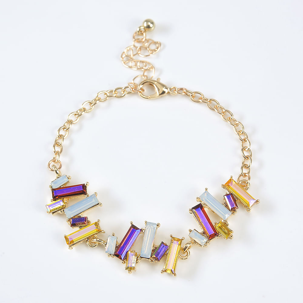 Bratara aurie cu pietre colorate - 2 | YEO