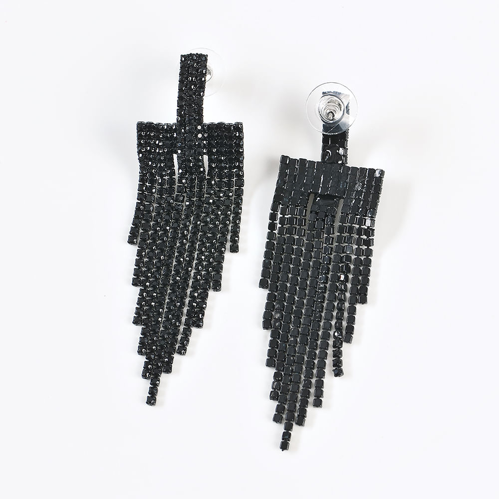 Cercei lungi eleganti cu pietre negre - 2 | YEO