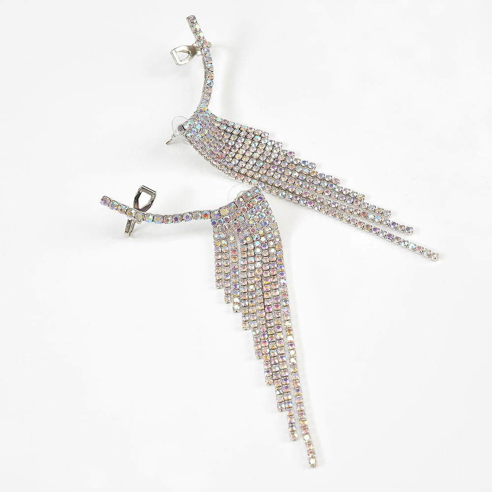 Cercei lungi ear cuff cu pietre colorate - 1 | YEO