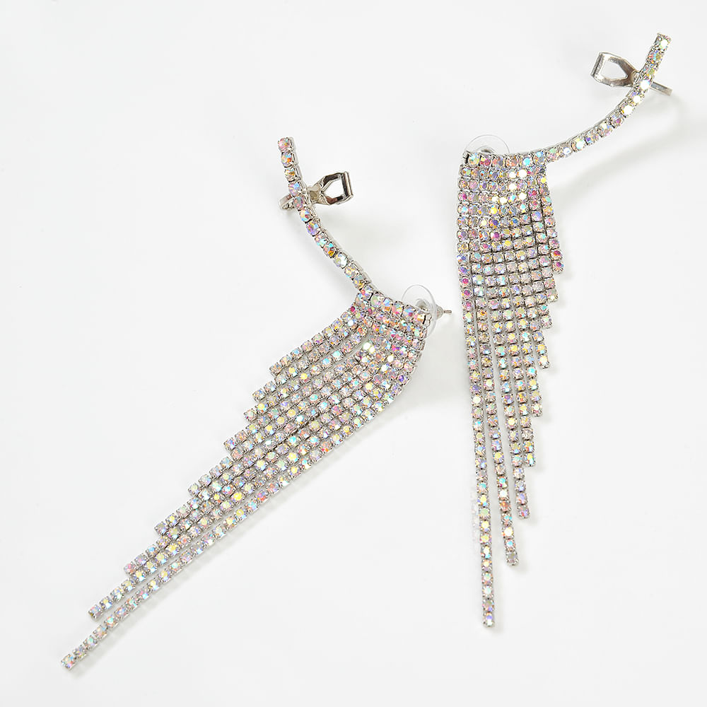 Cercei lungi ear cuff cu pietre colorate - 2 | YEO