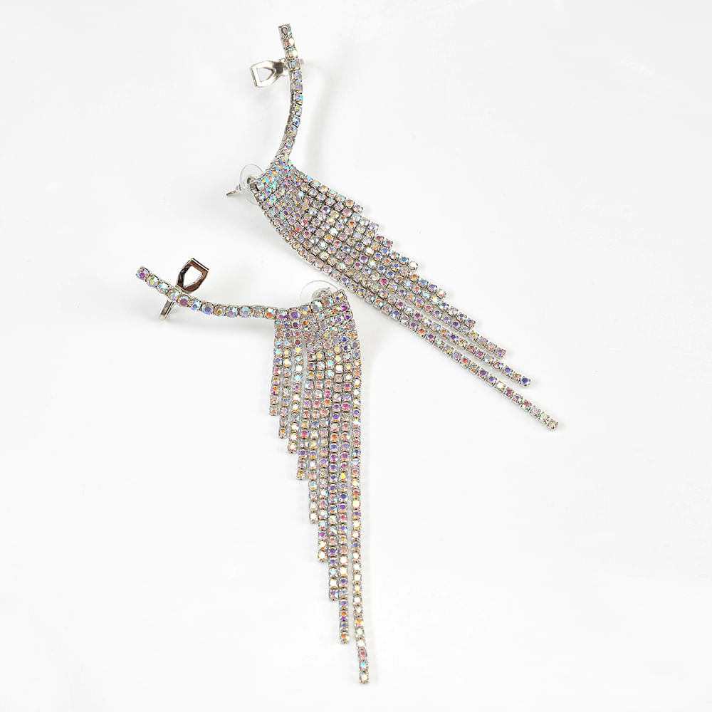 Cercei lungi ear cuff cu pietre colorate - 3 | YEO