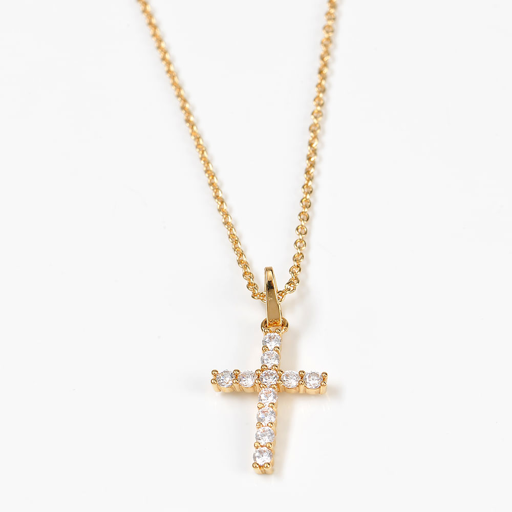 Colier placat cu aur 14 K cu pandantiv cruce - 3 | YEO