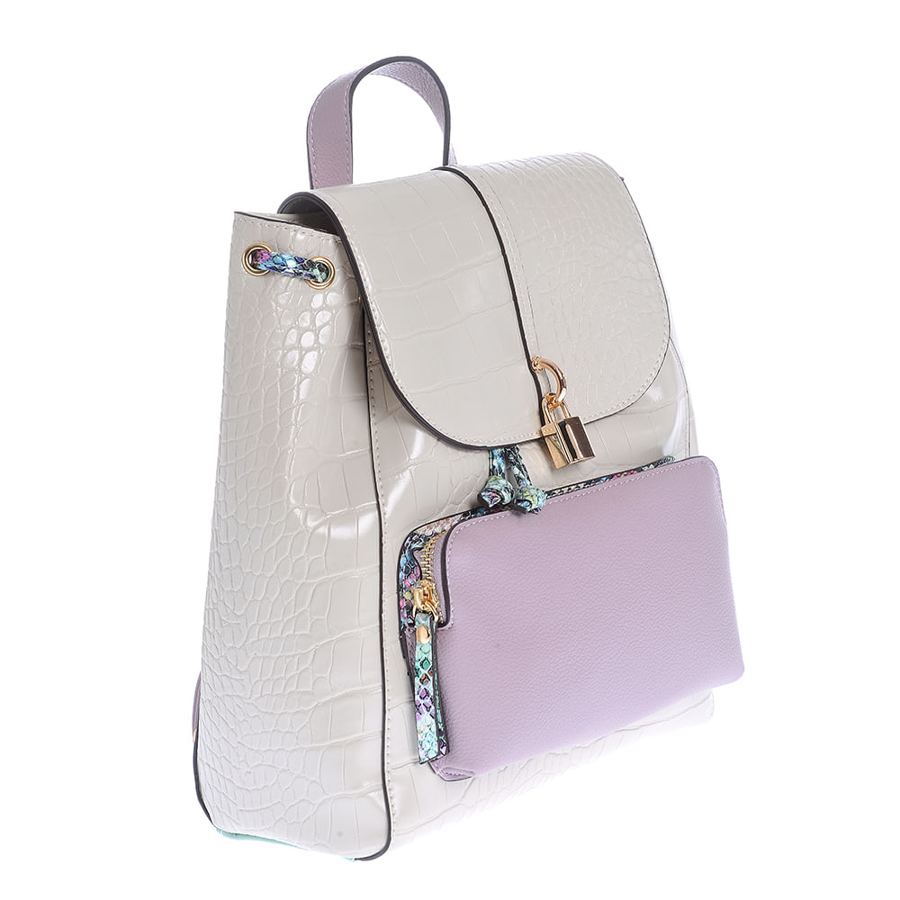 Rucsac din piele ecologica cu buzunar roz - 2 | YEO