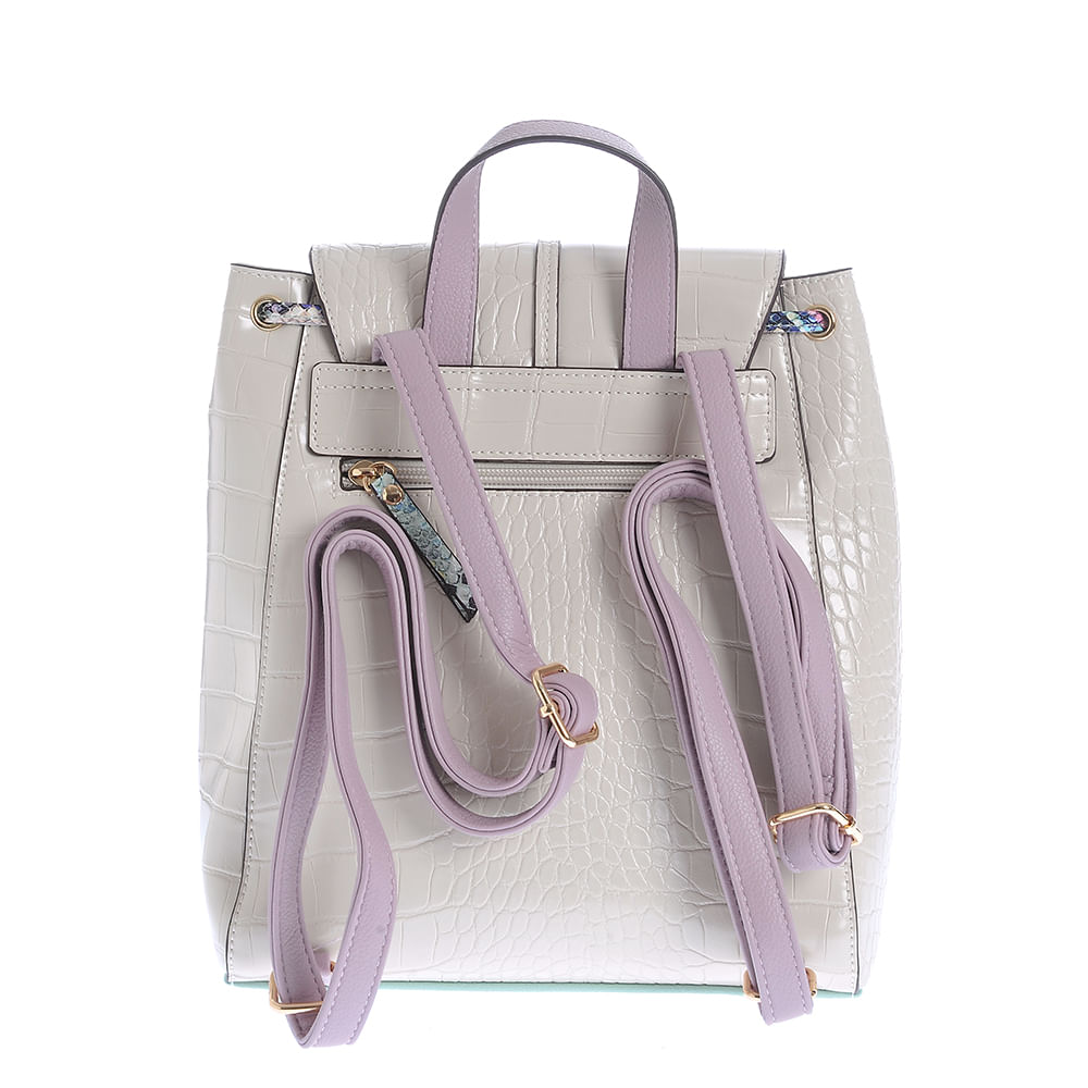Rucsac din piele ecologica cu buzunar roz - 3 | YEO