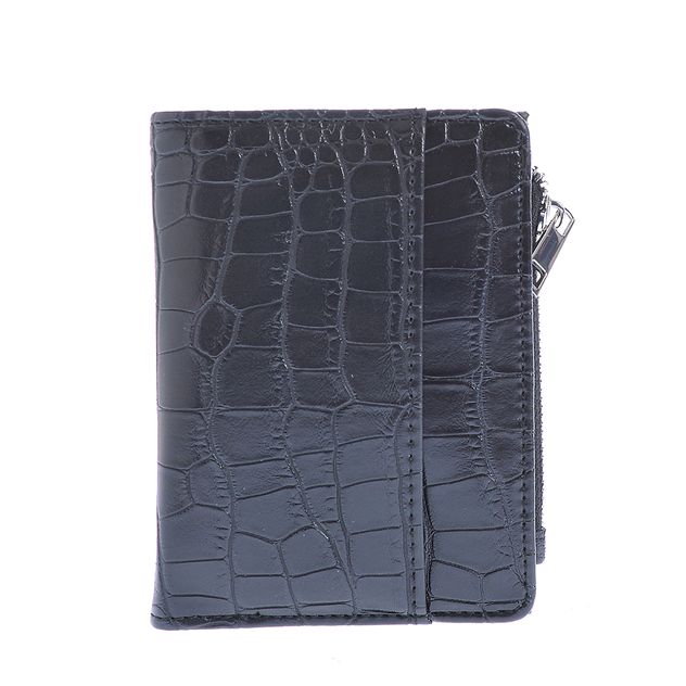 Portofel negru cu aspect piele de sarpe