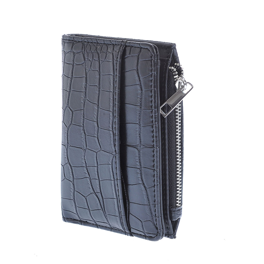 Portofel negru cu aspect piele de sarpe - 1 | YEO