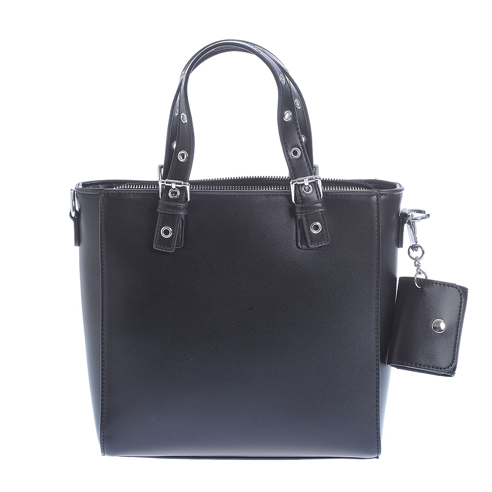 Geanta neagra cu portofel detasabil - 4 | YEO