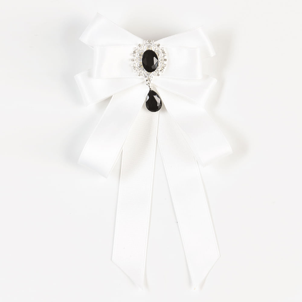 Brosa statement alba cu pietre negre - 3 | YEO