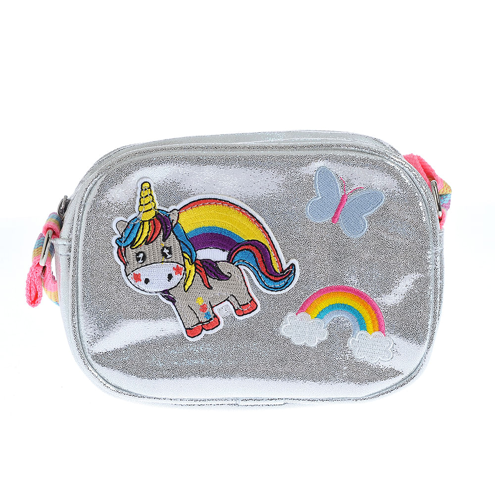 Geanta argintie cu unicorn - 1 | YEO
