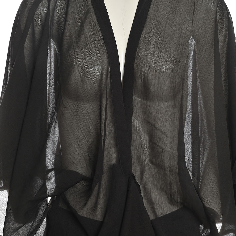 Poncho negru cu maneci scurte - 1 | YEO