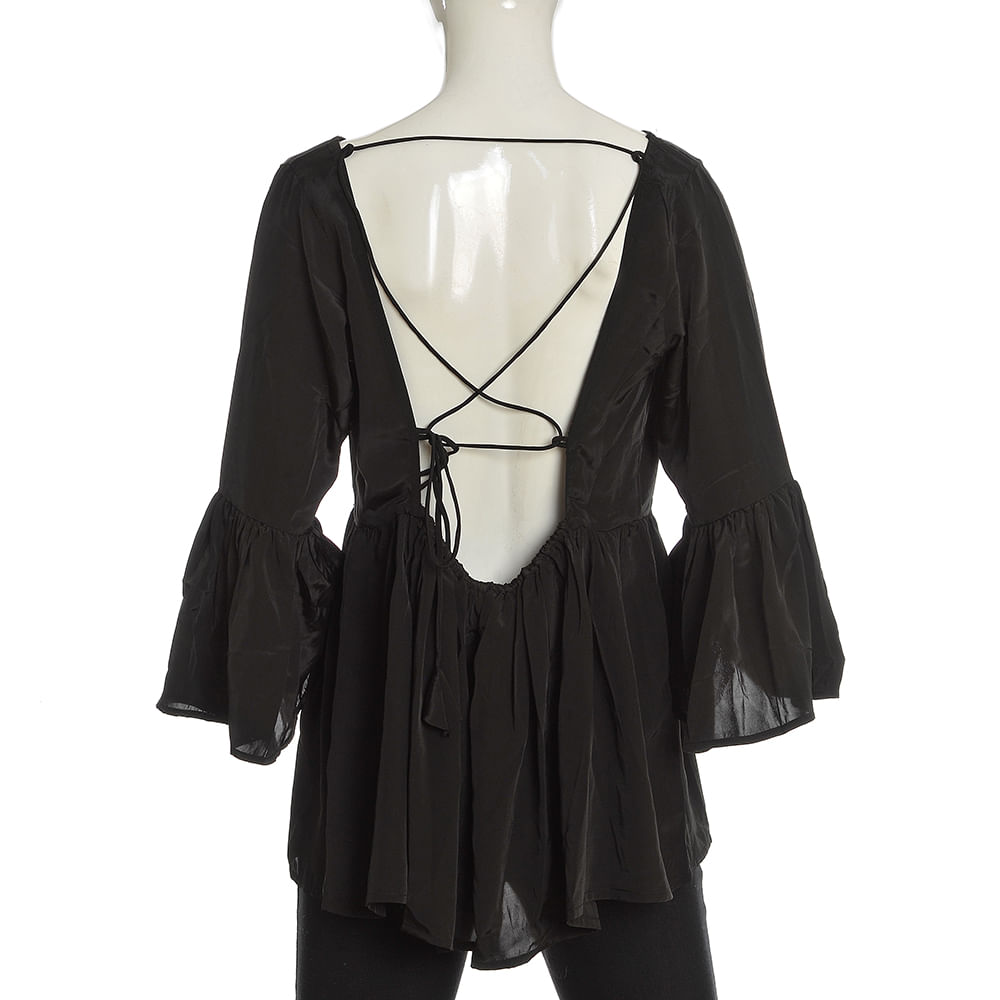 Bluza neagra cu spatele gol - 2 | YEO