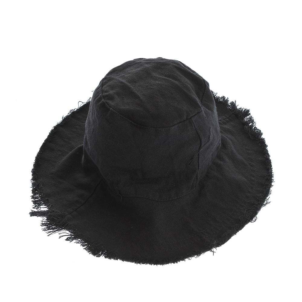 Palarie neagra cu margine franjurata - 2 | YEO