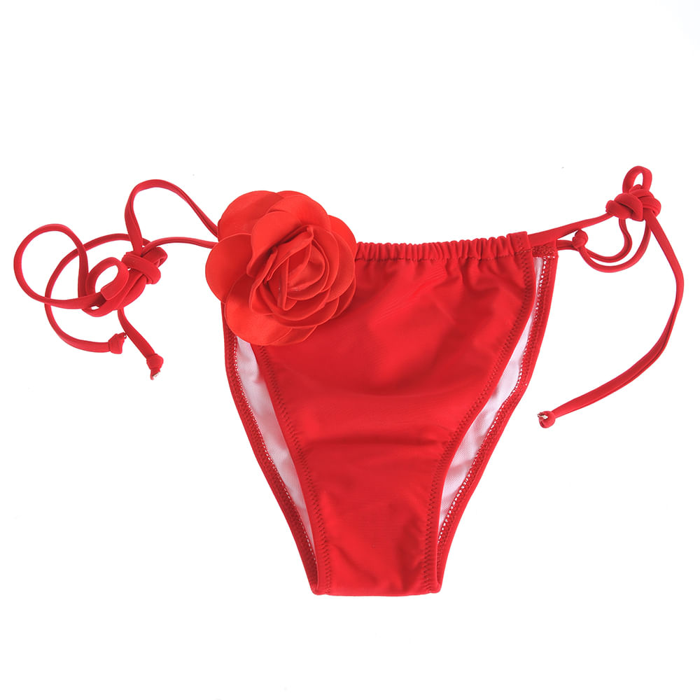 Slip de baie rosu cu trandafir