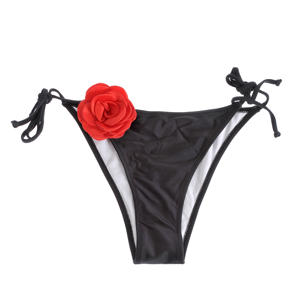 Slip de baie cu trandafir rosu