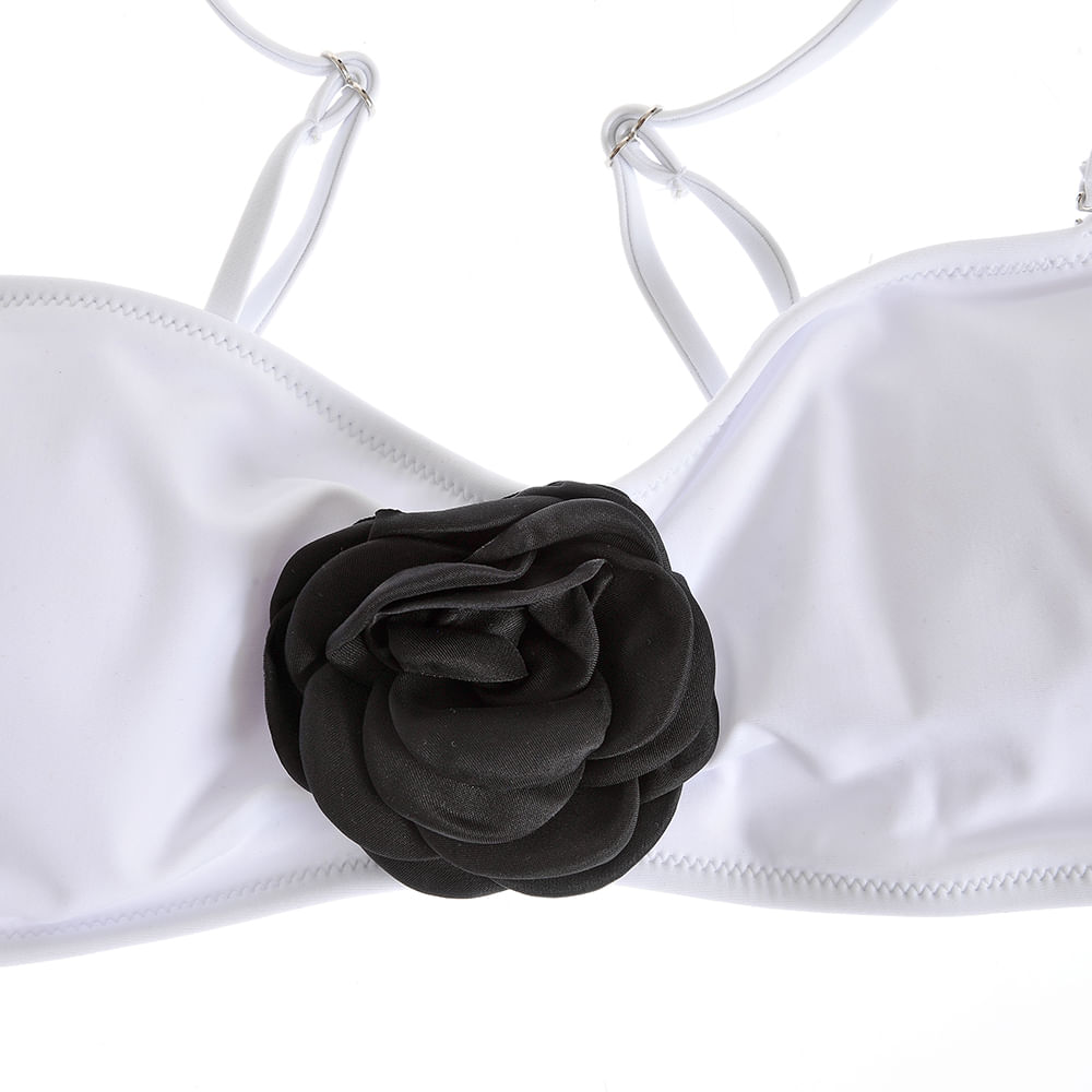 Sutien de baie alb cu trandafir - 1 | YEO