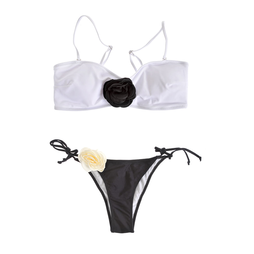 Sutien de baie alb cu trandafir - 3 | YEO