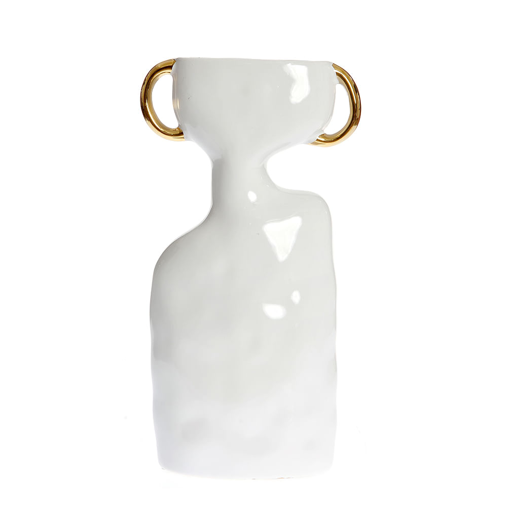 Vaza ceramica alba cu decoratiuni aurii 32 cm - 3 | YEO