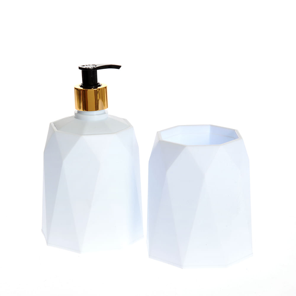Set alb dispenser sapun si suport periute dinti 10 cm - 1 | YEO