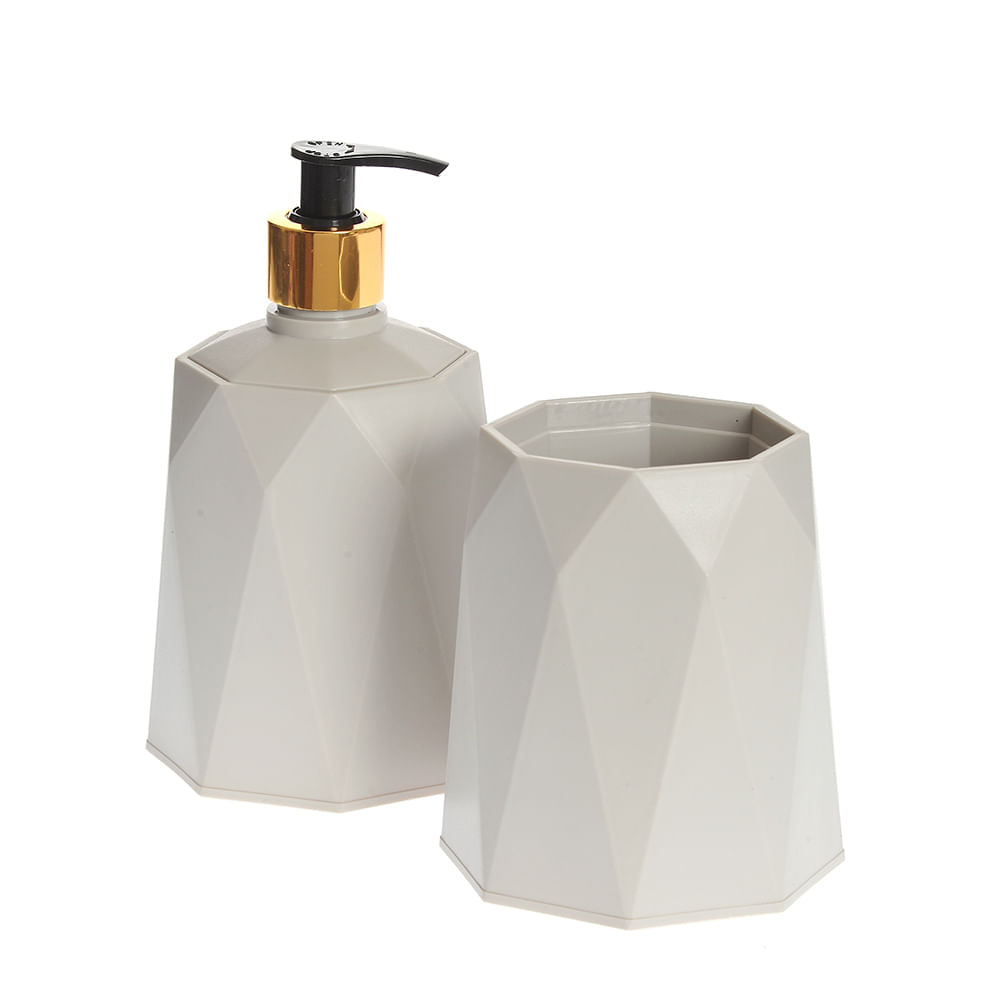 Set gri dispenser sapun si suport periute dinti 10 cm - 2 | YEO