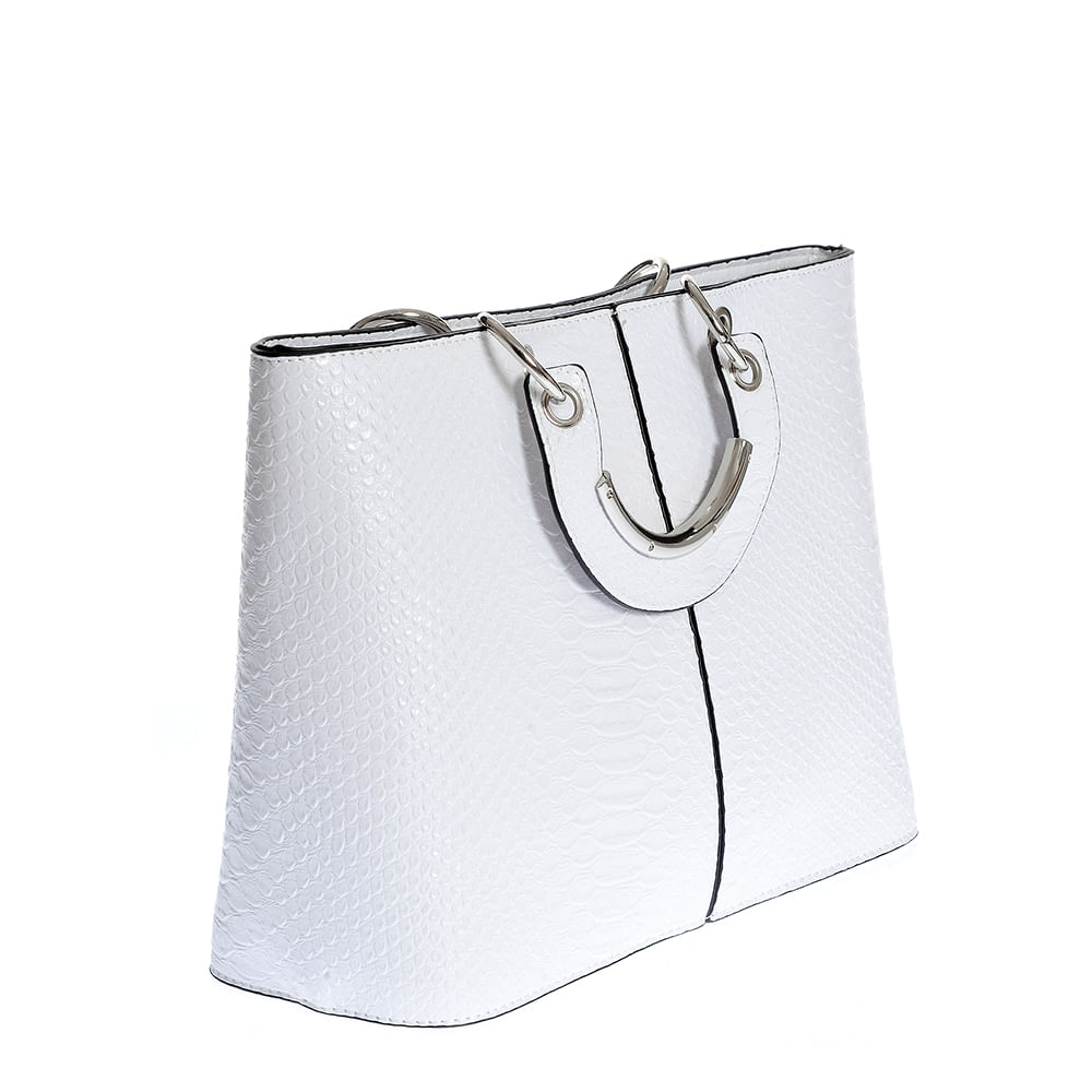 Geanta alba cu model animal print - 1 | YEO