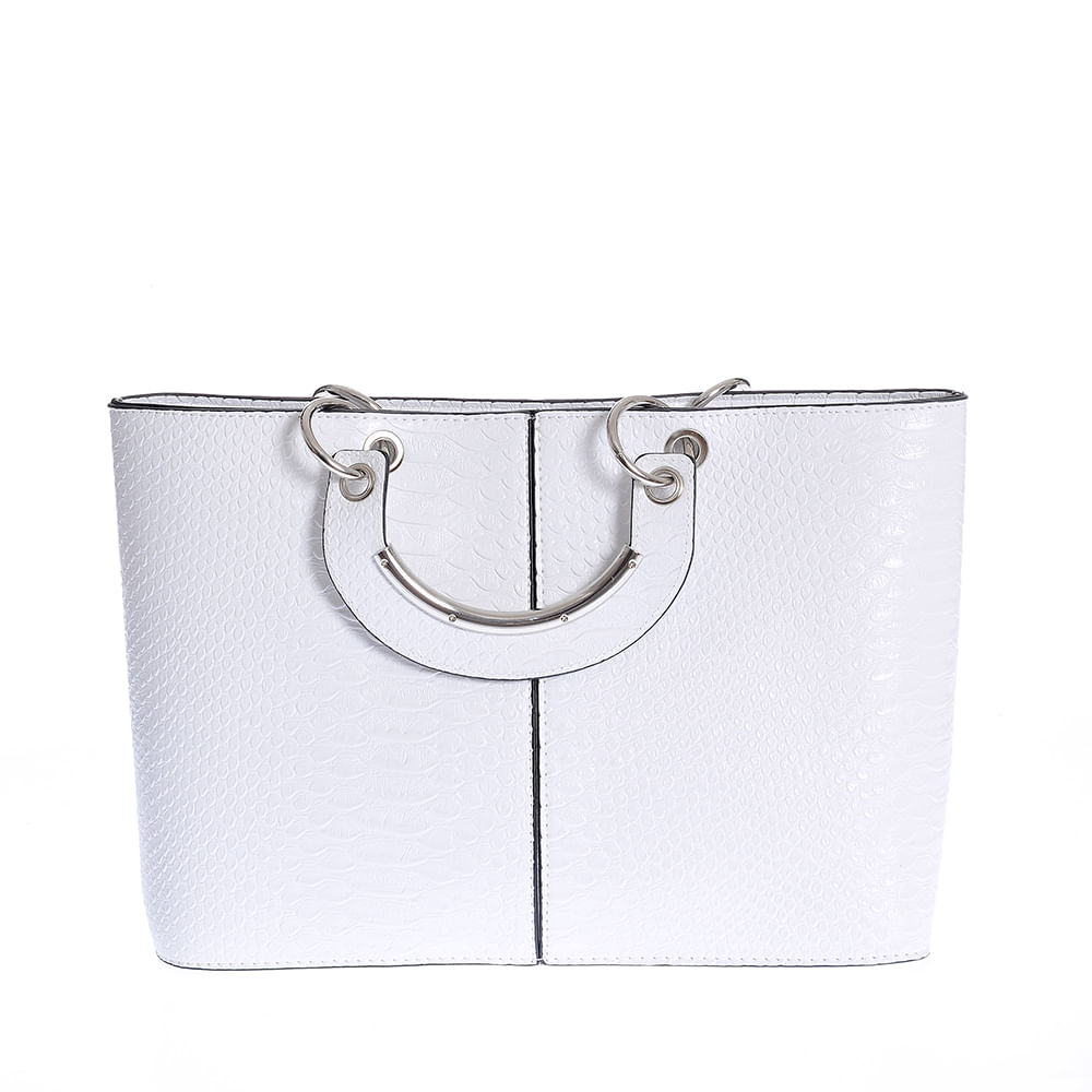 Geanta alba cu model animal print - 2 | YEO