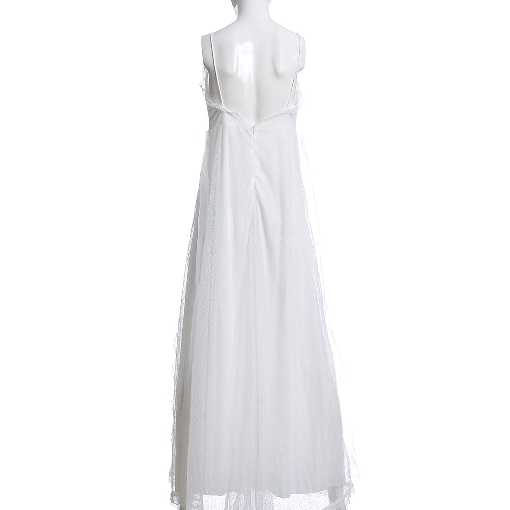 Rochie alba cu decoletu in V - 2 | YEO