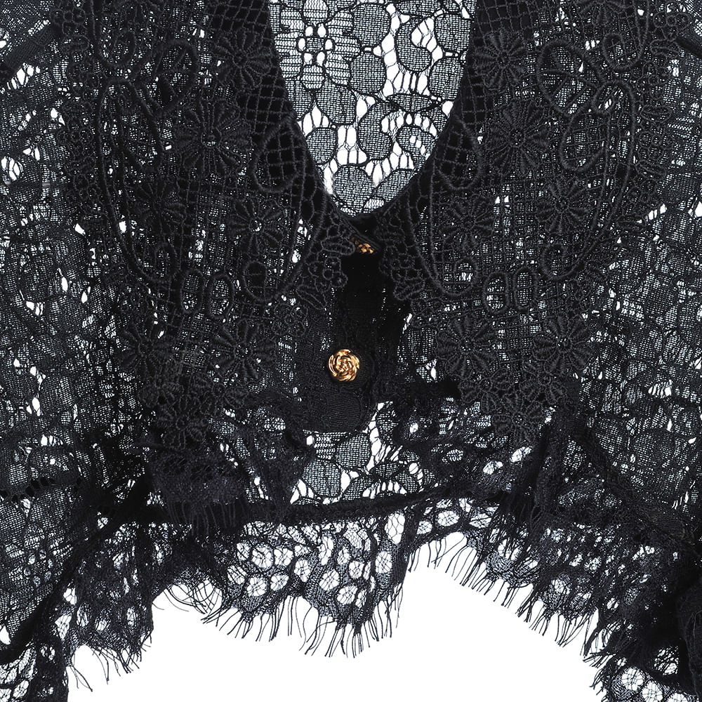 Bluza neagra din dantela - 1 | YEO