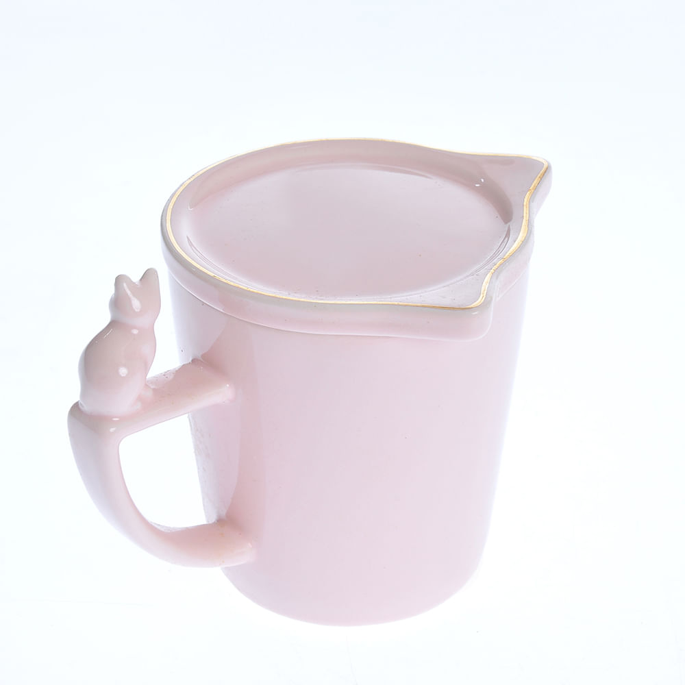 Cana roz cu capac pisica - 4 | YEO
