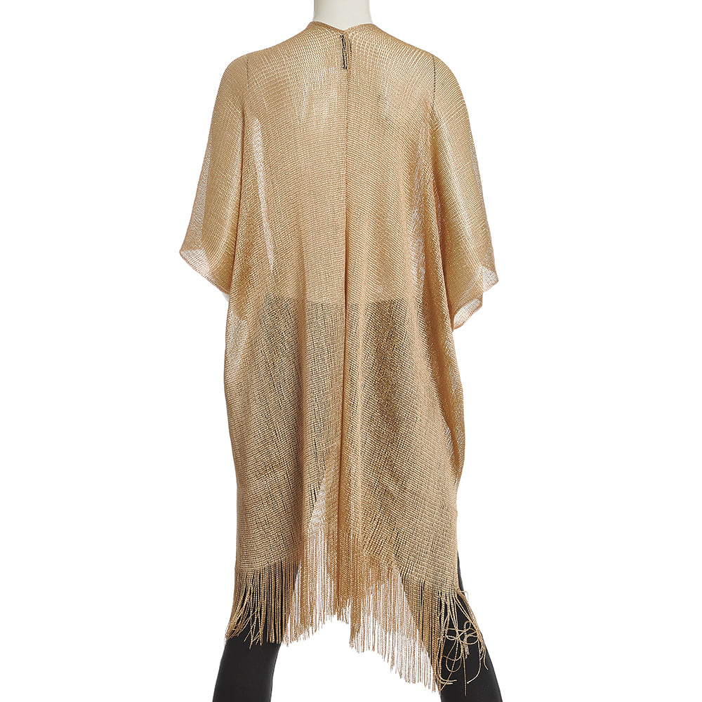 Poncho auriu cu franjuri - 2 | YEO