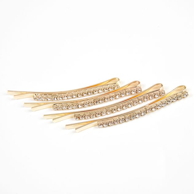 Set 4 agrafe de par aurii cu pietre acrilice