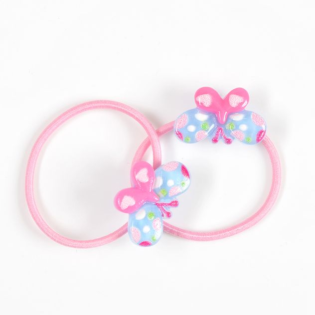 Set 2 elastice de par roz cu fluture multicolor