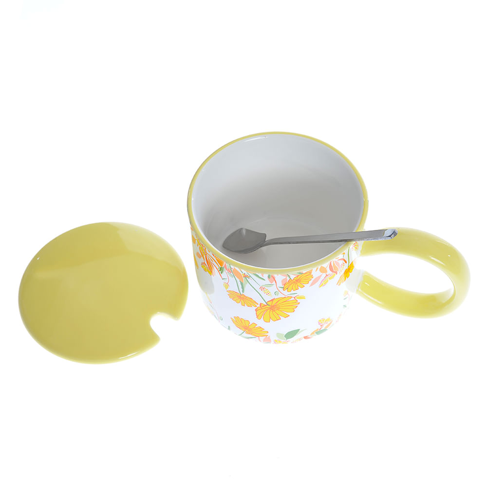 Cana din ceramica cu flori galbene - 2 | YEO