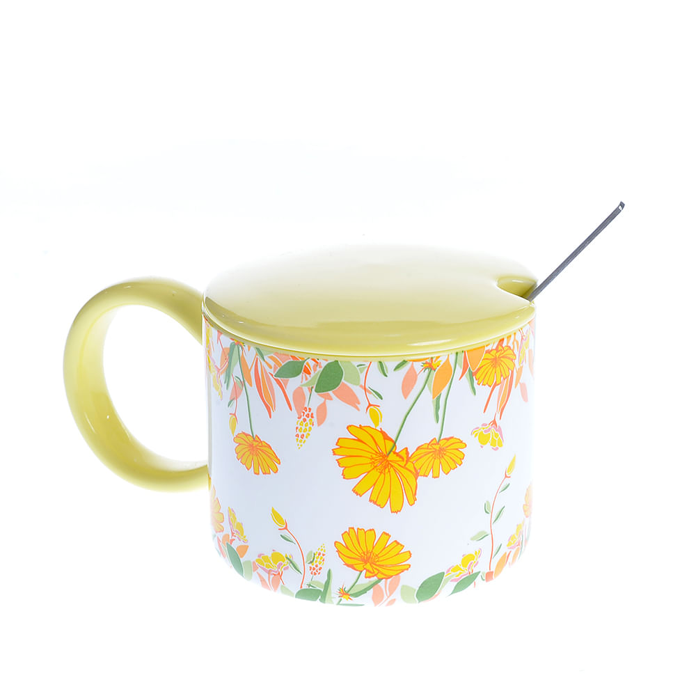 Cana din ceramica cu flori galbene - 3 | YEO