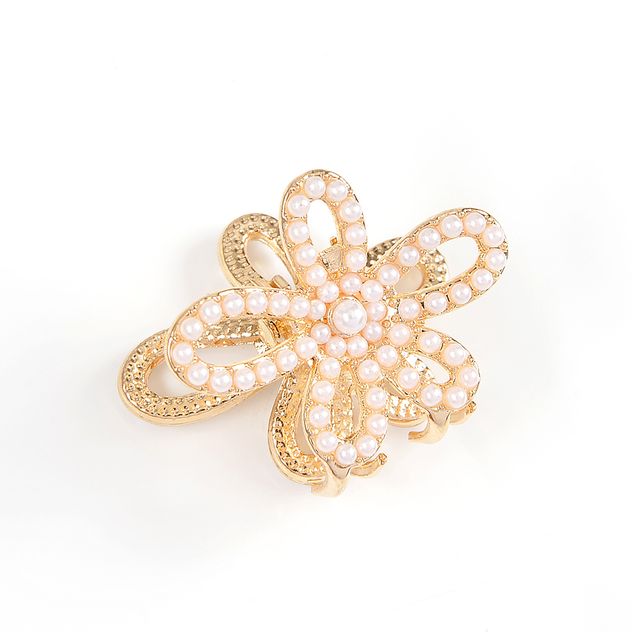 Cleste de par in forma de floare cu perle albe