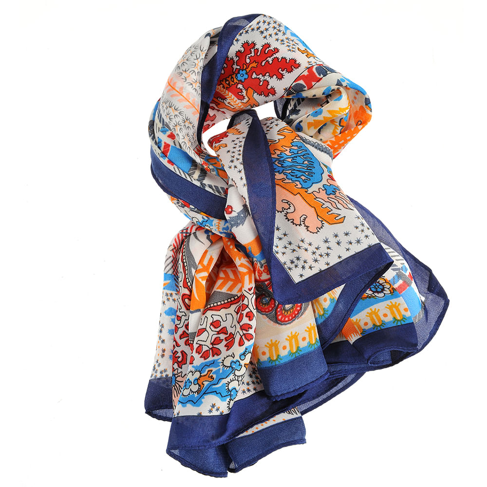 Esarfa multicolora cu imprimeu - 3 | YEO
