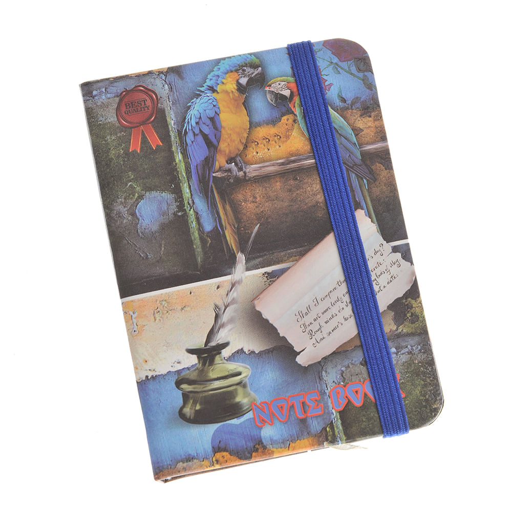 Agenda cu imprimeu papagali 10.5 cm