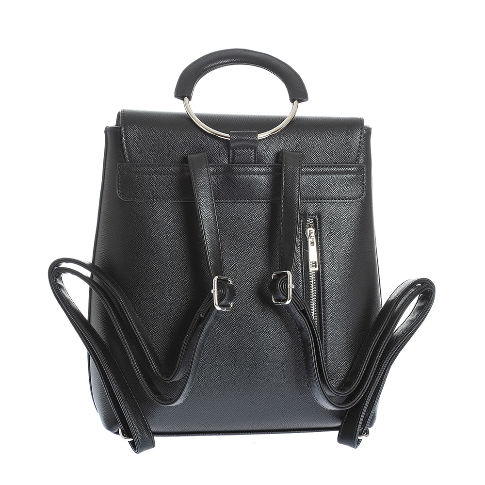 Rucsac negru din piele ecologica cu maner rotund - 2 | YEO