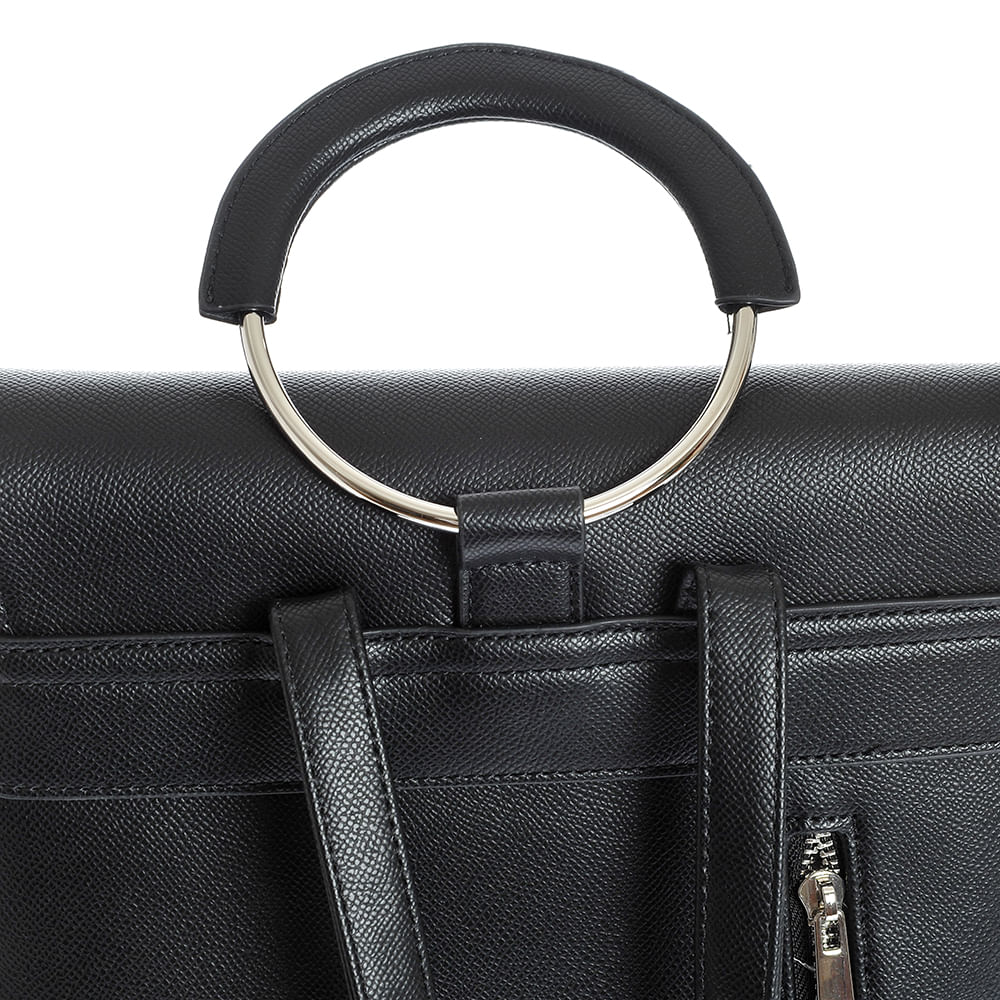 Rucsac negru din piele ecologica cu maner rotund - 3 | YEO