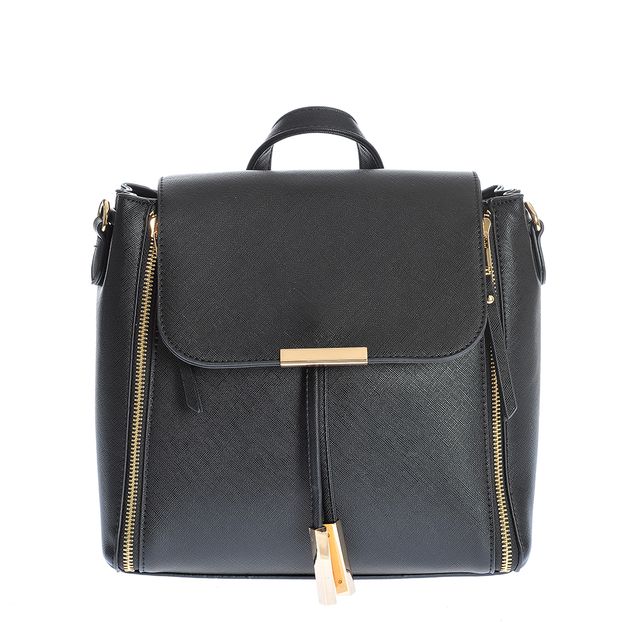 Rucsac negru cu fermoare decorative