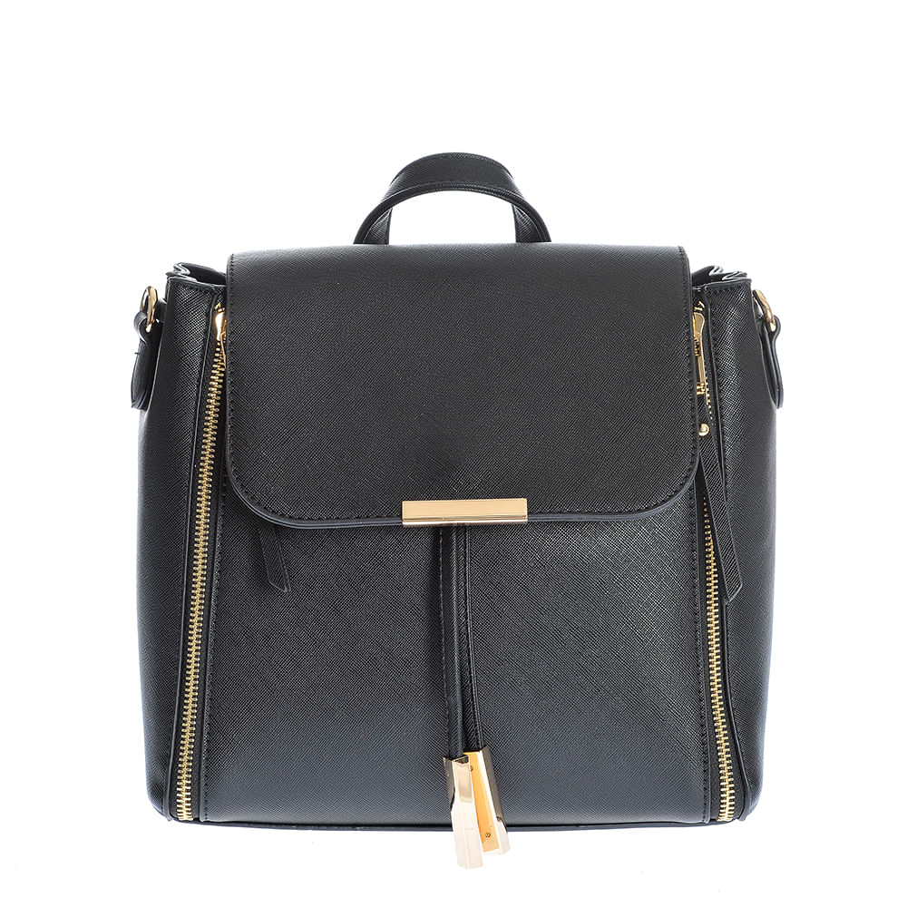 Rucsac negru cu fermoare decorative