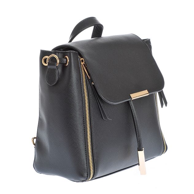 Rucsac negru cu fermoare decorative