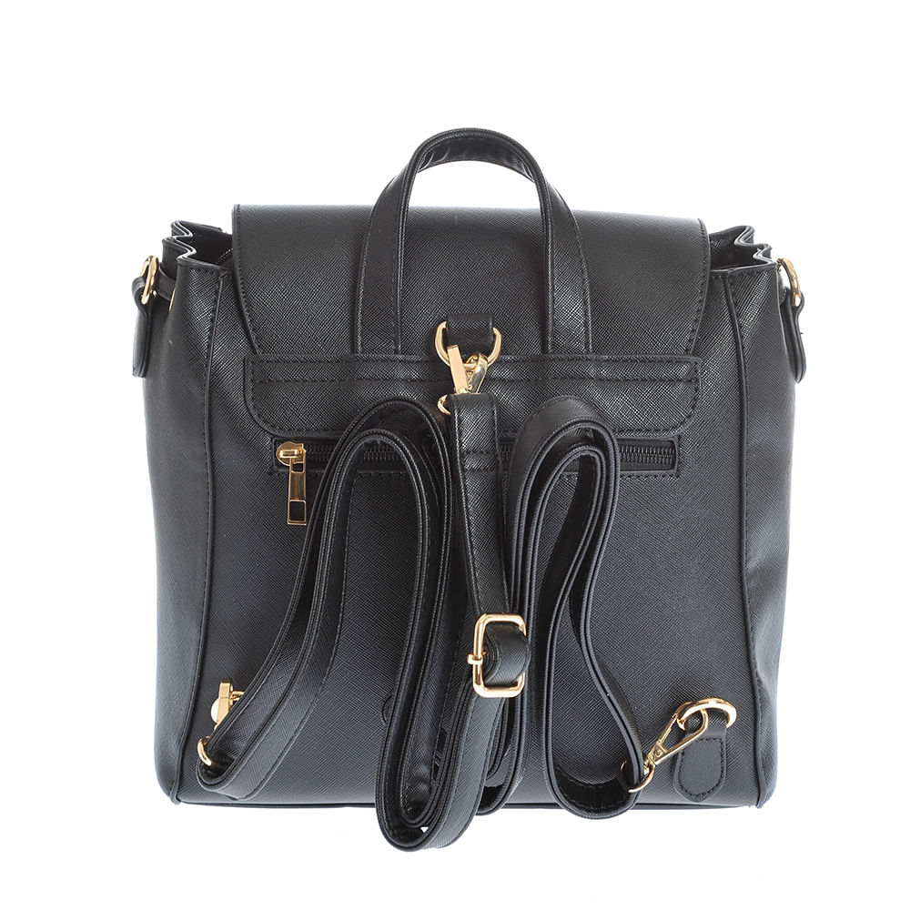 Rucsac negru cu fermoare decorative - 2 | YEO