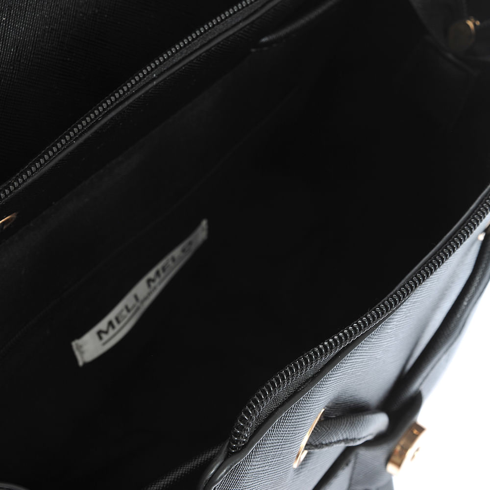 Rucsac negru cu fermoare decorative - 3 | YEO