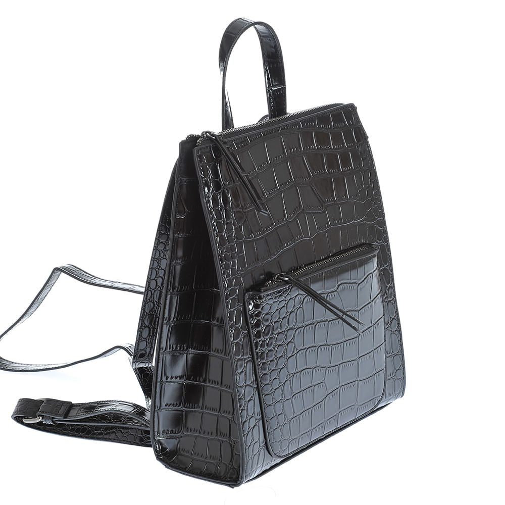 Rucsac negru din piele ecologica cu buzunar frontal - 1 | YEO