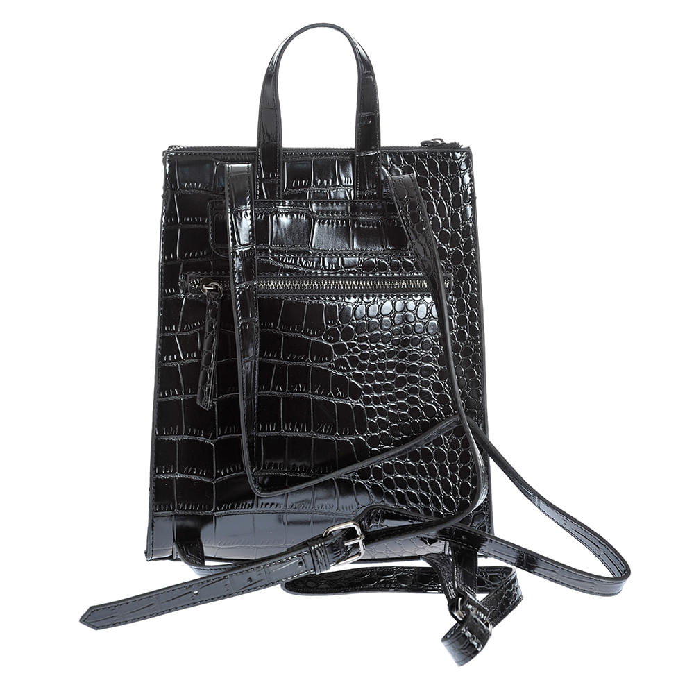 Rucsac negru din piele ecologica cu buzunar frontal - 2 | YEO