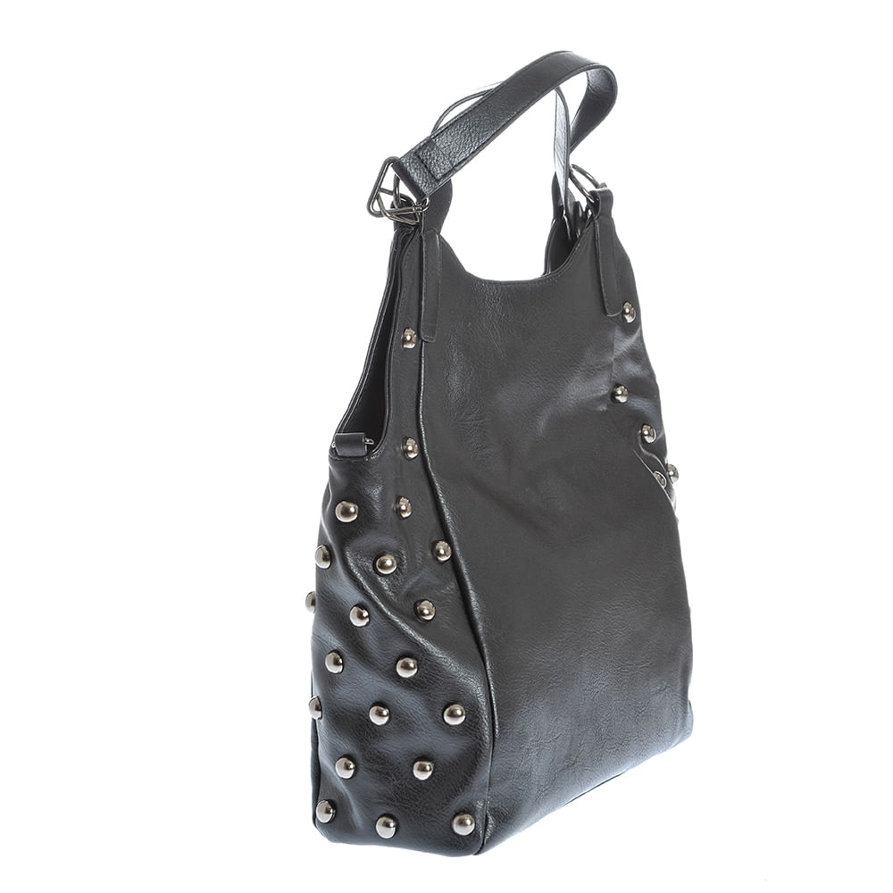 Geanta neagra din piele ecologica cu tinte metalice - 1 | YEO